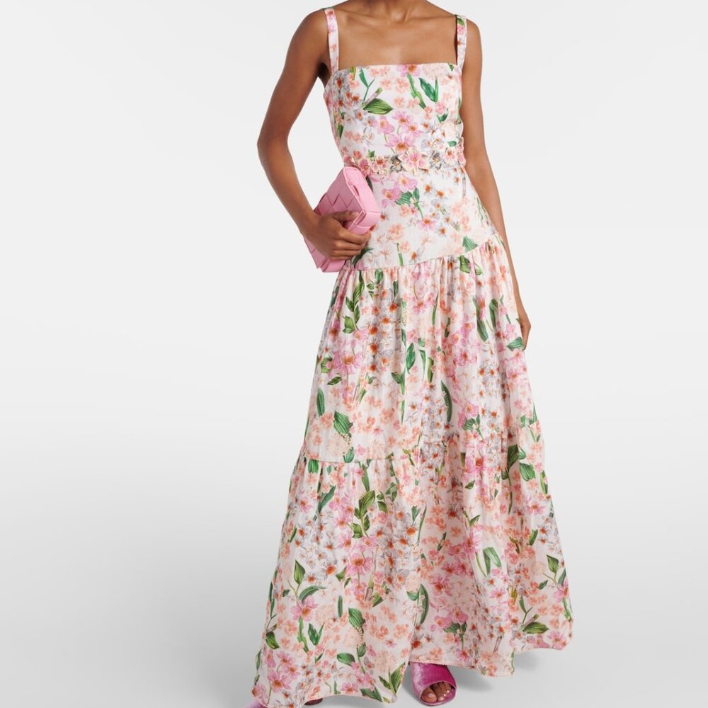 Agua by Agua Bendita Lima floral linen maxi dress